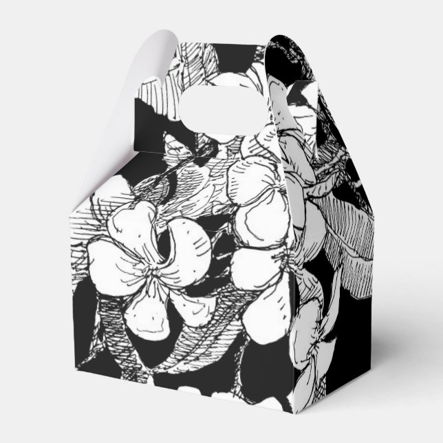 Bohemian Floral Black White Modern Favour Box (Back Side)