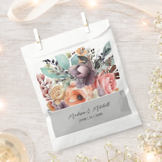 Bohemian Floral Bouquet Watercolor Favour Bags