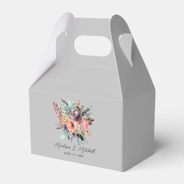Bohemian Floral Bouquet Watercolor Favour Box (Front Side)