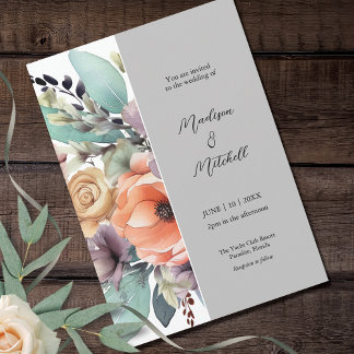 Bohemian Floral Bouquet Watercolor Invitation