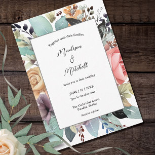 Bohemian Floral Bouquet Watercolor Invitation