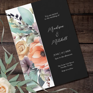 Bohemian Floral Bouquet Watercolor Invitation
