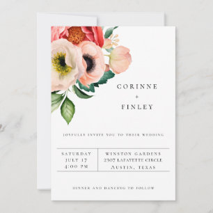 Bohemian Floral Bouquet Wedding Invitation
