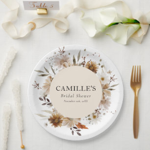 Bohemian Floral Bridal Shower Paper Plates