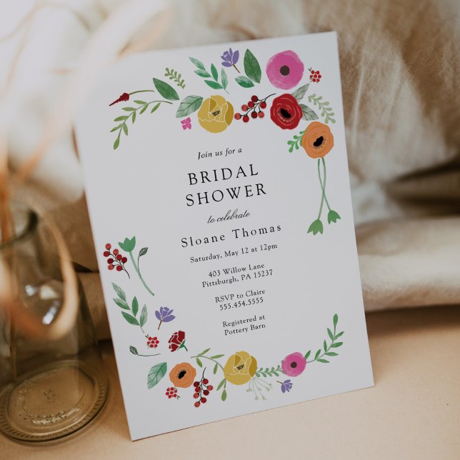 Bohemian Floral Bright Colour Bridal Shower Invitation (Creator Uploaded)