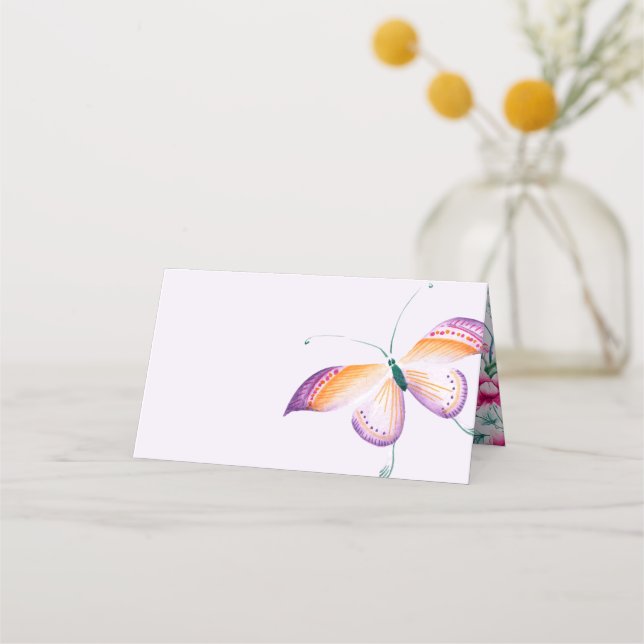 Bohemian Floral & Butterflies -  Place Cards (Front)