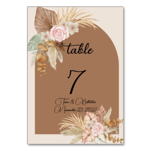 Bohemian floral design table number