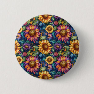 Bohemian Floral Dreamscape Vibrant Pattern 6 Cm Round Badge