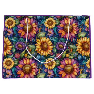 Bohemian Floral Dreamscape Vibrant Pattern Large Gift Bag