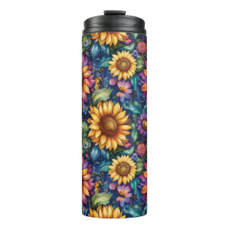 Bohemian Floral Dreamscape Vibrant Pattern Thermal Tumbler