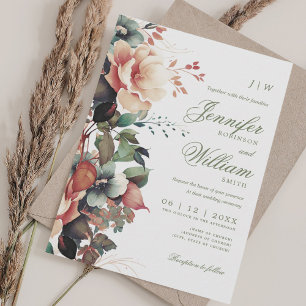Bohemian Floral Fall Autumn Wedding Elegant  Invitation
