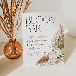 Bohemian Floral & Feathers Bloom Flower Bar Pedestal Sign