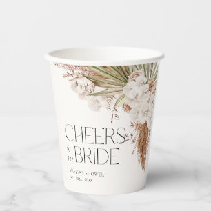 Bohemian Floral & Feathers Shower Paper Cups