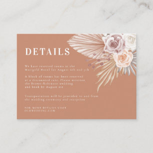 Bohemian Floral Modern Terracotta Wedding Details Enclosure Card