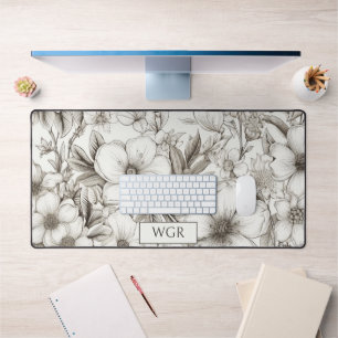 Bohemian Floral Monogram  Desk Mat