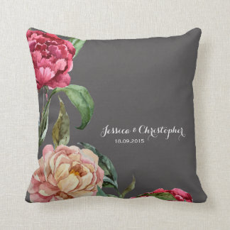 Bohemian Floral Personalized Cushion Throw Pillow