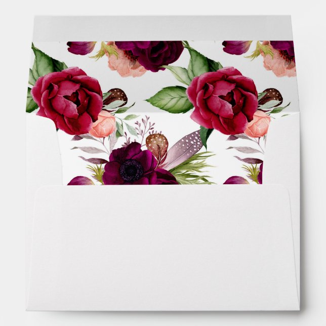Bohemian Floral Romance Wedding Envelopes (Back (Bottom))