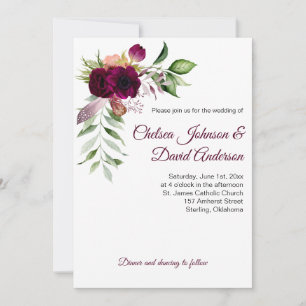 Bohemian Floral Romance Wedding Invitations