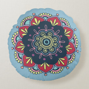 bohemian floral round pillow