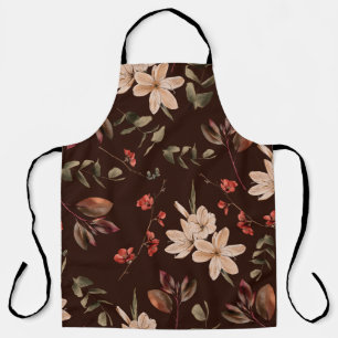 Bohemian floral seamless pattern with dark brown b apron