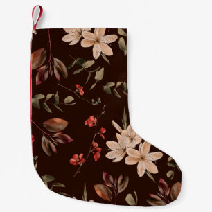 Bohemian floral seamless pattern with dark brown b small christmas stocking