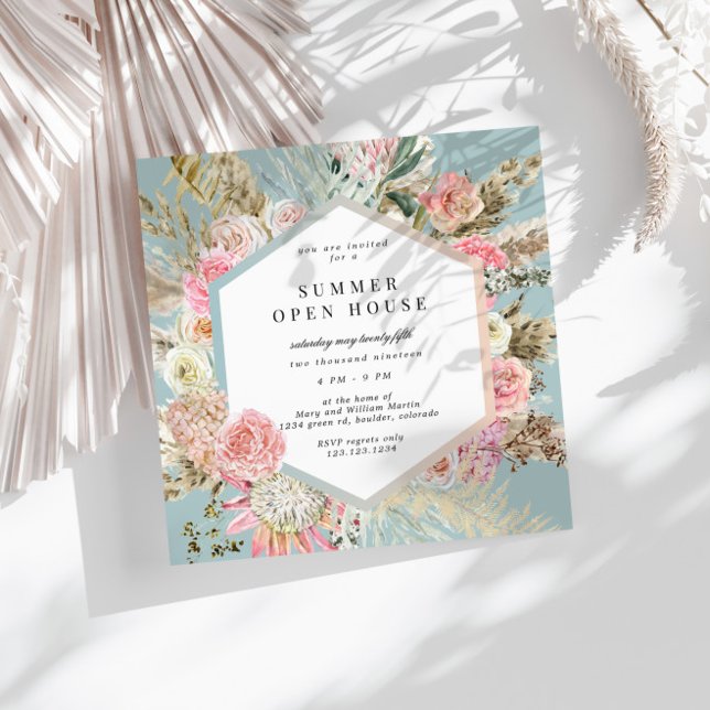 Bohemian Floral Square Open House Invitation (Creator Uploaded)