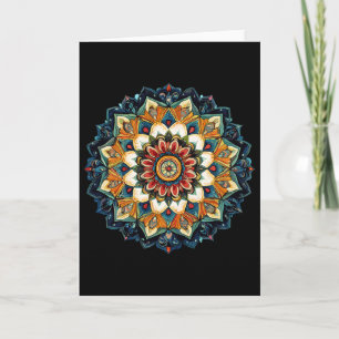 Bohemian Floral Sunburst Mandala For Meditation Card
