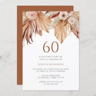 Bohemian Floral Terracotta Boho 60th Birthday  Invitation