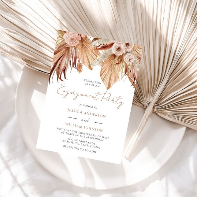 Bohemian Floral Terracotta Engagement Party Boho Invitation (Creator Uploaded)