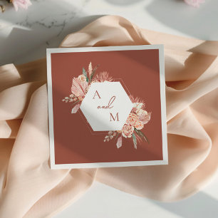 Bohemian Floral Terracotta & Ivory Wedding Invitat Napkin