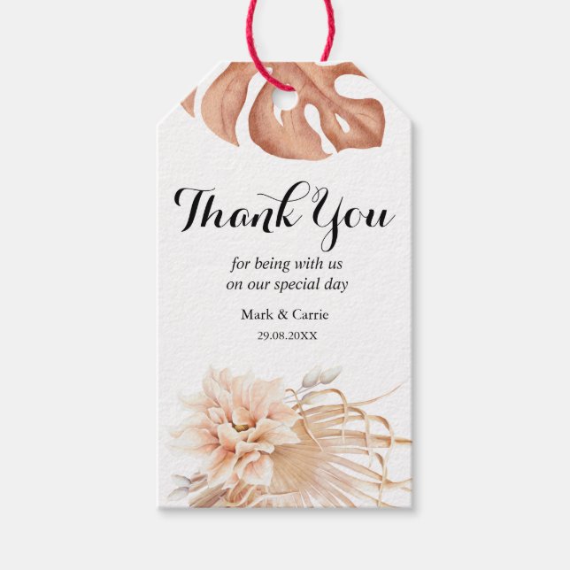 Bohemian Floral Terracotta Wedding Gift Tag (Front)