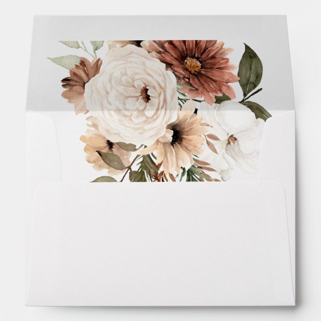 Bohemian Floral Terracotta Wedding Invitation Envelope (Back (Bottom))