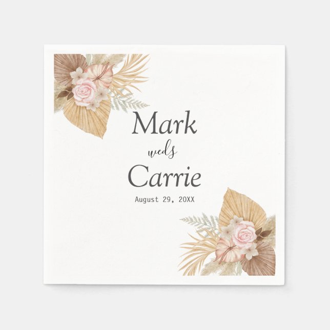 Bohemian Floral Terracotta Wedding Napkin (Front)