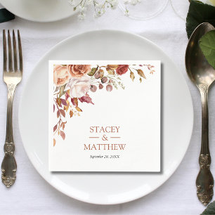 Bohemian Floral Terracotta Wedding Napkin