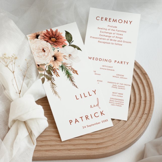 Bohemian Floral Terracotta Wedding Program (Creator Uploaded)