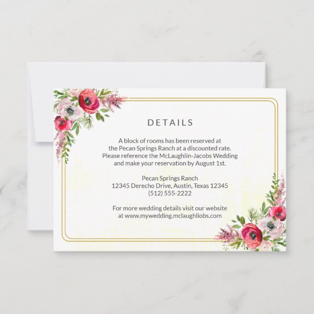 Bohemian Floral Wedding Details Enclosure RSVP Card (Front)