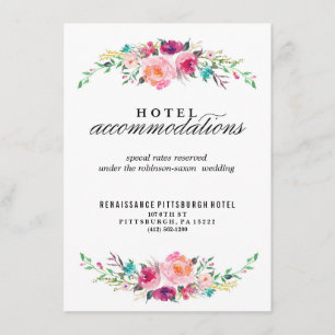 Bohemian Floral Wedding Hotel Card