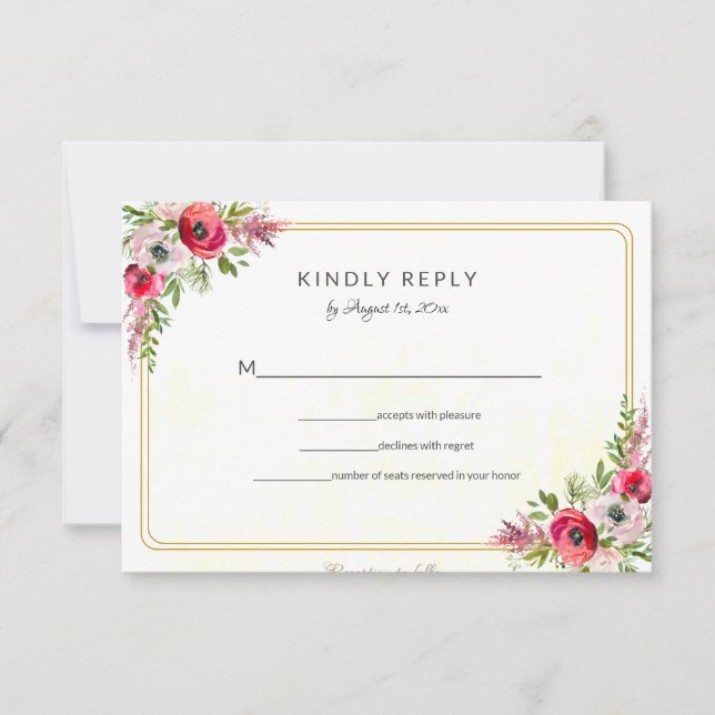 Bohemian Floral Wedding RSVP Card (Front)