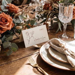 Bohemian Floral Wedding Table Place Card