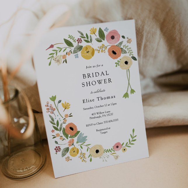 Bohemian Floral Wildflower Bridal Shower Invitation (Creator Uploaded)