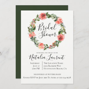 Bohemian Floral Wreath Bridal Shower Invitation