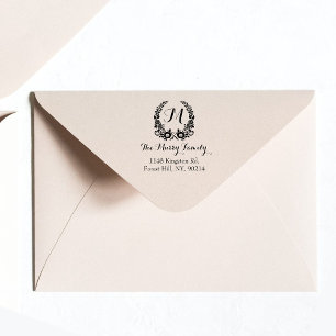 Bohemian Floral Wreath Monogram Custom Self-inking Stamp