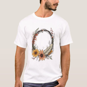 Bohemian Floral Wreath - Rustic Nature Charm T-Shirt