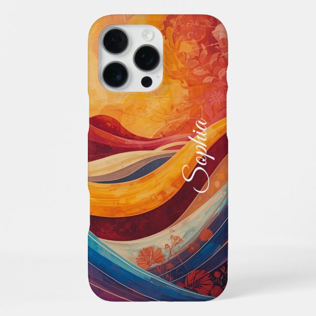 Bohemian Flow – Vibrant Wave Abstract Art Print iPhone Case (Back)