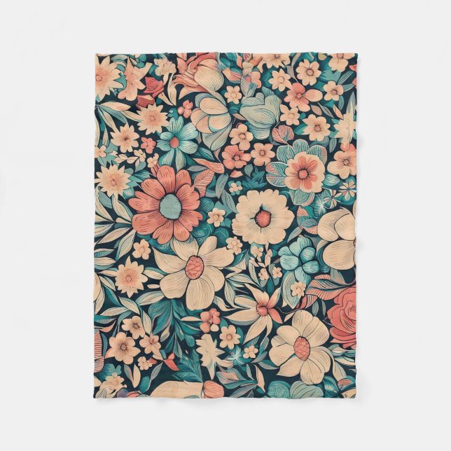 Bohemian Flower Fabric  Fleece Blanket (Front)