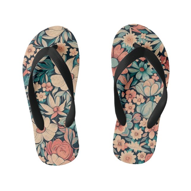 Bohemian Flower Pillow Case Kid's Jandals (Footbed)