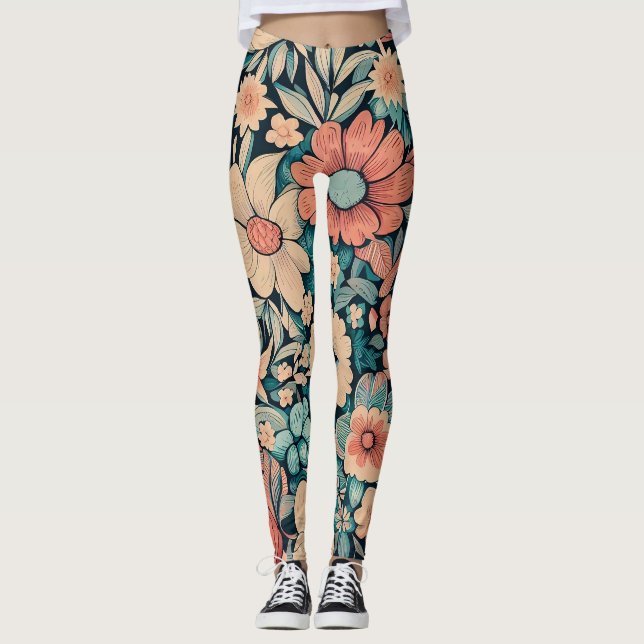 Bohemian Flower Pillow Case Leggings (Front)