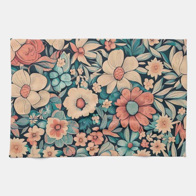 Bohemian Flower Tea Towel (Horizontal)