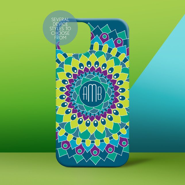 Bohemian Flower with Monograms (Personalized Phone Case)