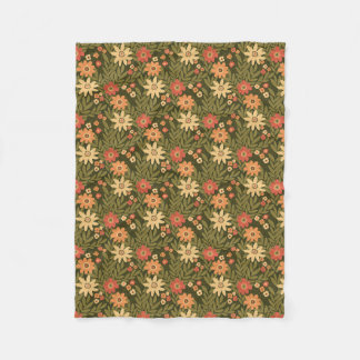 Bohemian flowers in earth colours fleece blanket